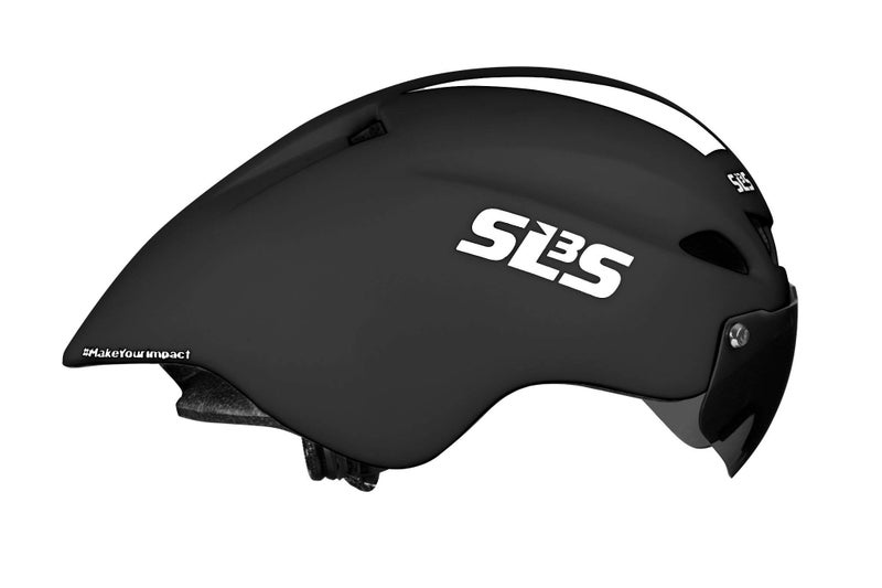 SLS3 Triathlon Bike Helmet - Aero Bike Helmet with Removable Shield Visor for Tri and Time Trial TT - Lightweight Men/Women - One Size 21-23 Inches, Black - Image 1